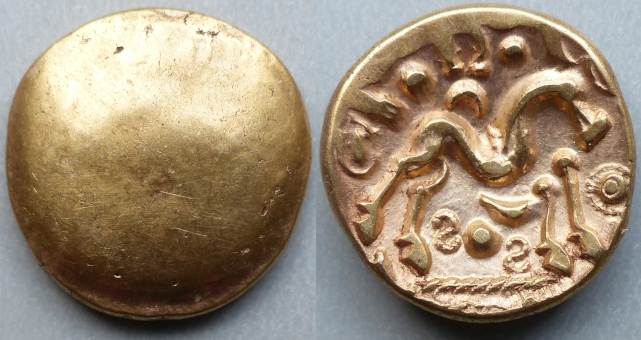 Gallo Belgic, Ambiani gold stater, reversed S's